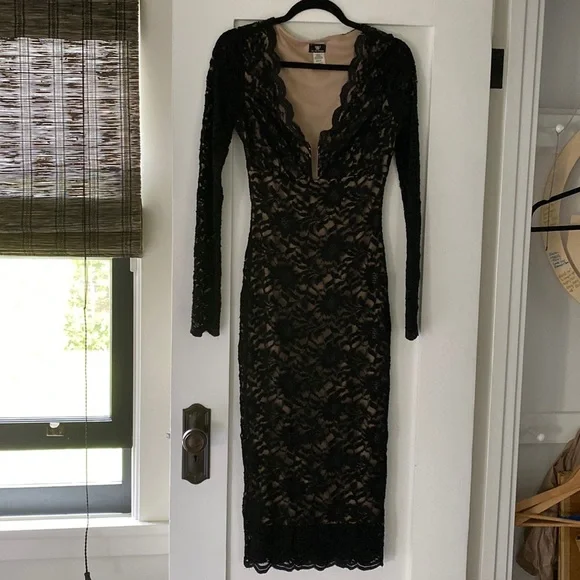 long sleeve plunge bodycon dress Provence Dress
